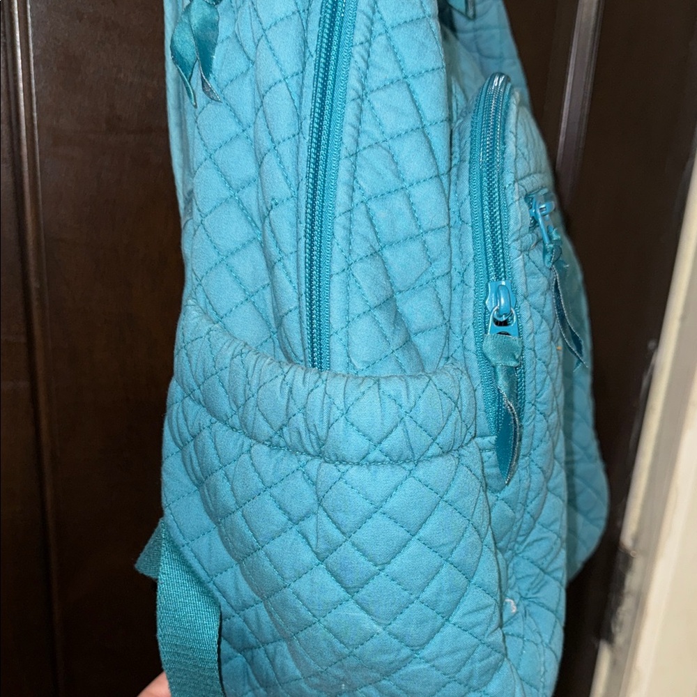 Vera Bradley Light Blue Quilted Laptop Backpack - Picture 6 of 8